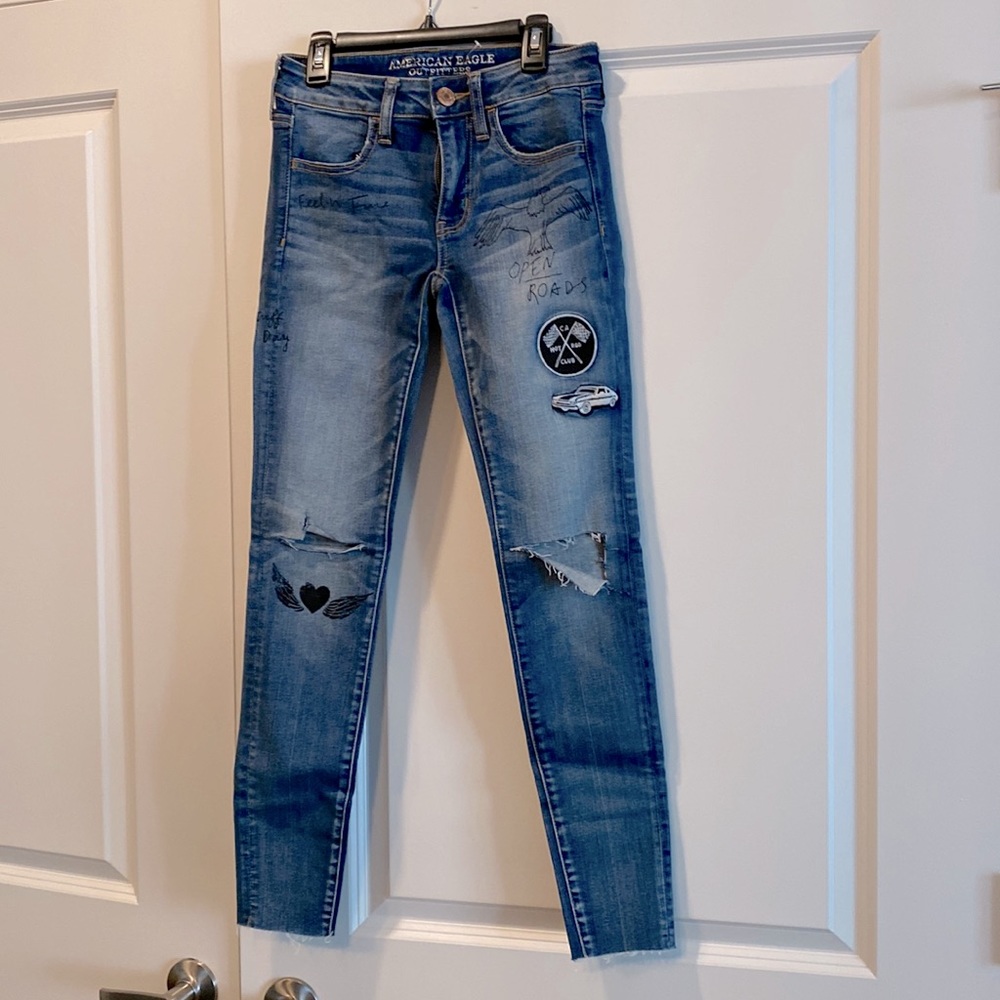 AEO Patched & Printed Denim